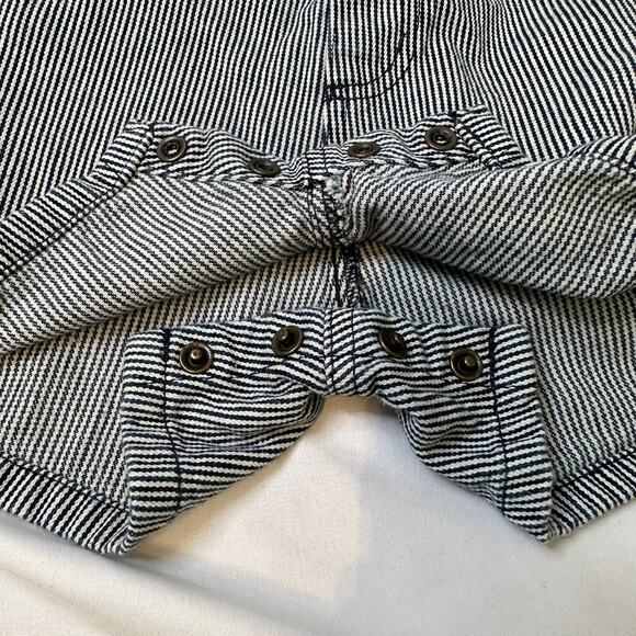 Carhartt Blue Striped Jean Denim Shortalls Snap Opening 24 Months - Picture 4 of 7